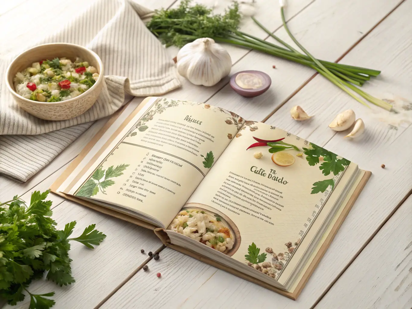 A step-by-step visual guide showing the key stages of a recipe, such as chopping vegetables, mixing ingredients, and plating the final dish.