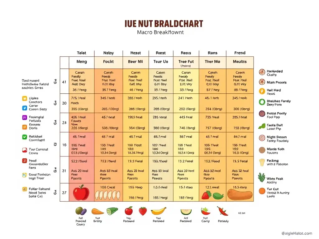 A nutritional information chart displaying the calorie count, macronutrient breakdown, and vitamin content of a specific recipe.